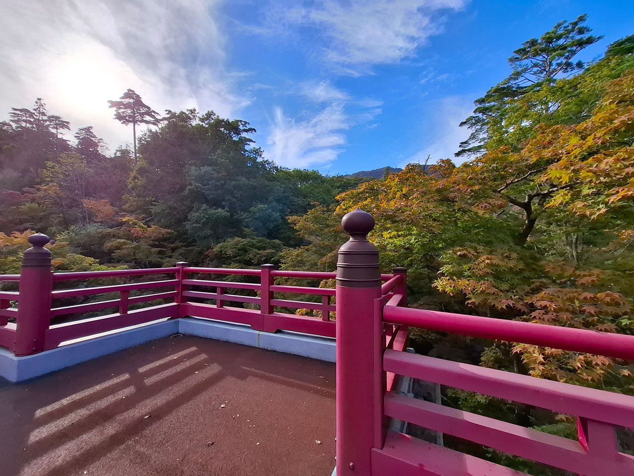 弥彦公園もみじ谷 観月橋からの風景